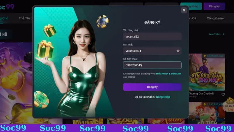Điền thông tin chuẩn vào biểu mẫu đăng ký Soc99 Điền thông tin chuẩn vào biểu mẫu đăng ký Soc99